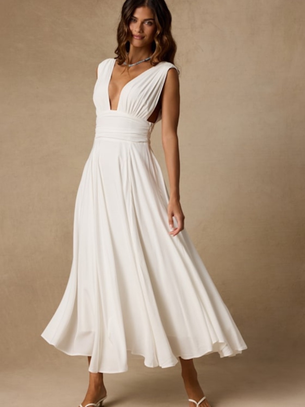 Lulus Jaden Ivory Sleeveless Midi Dress White - Size XS